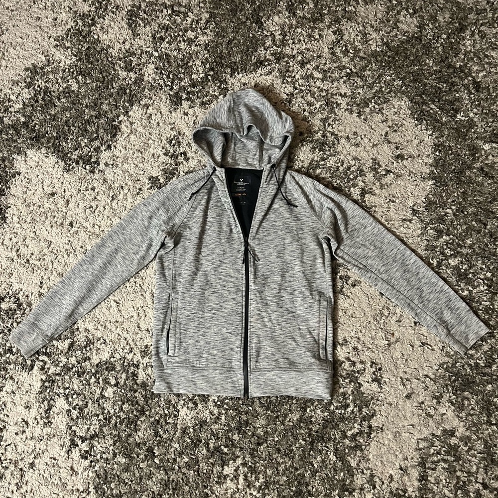 American Eagle Outfitters Grey Zip Up Hooded Jacket